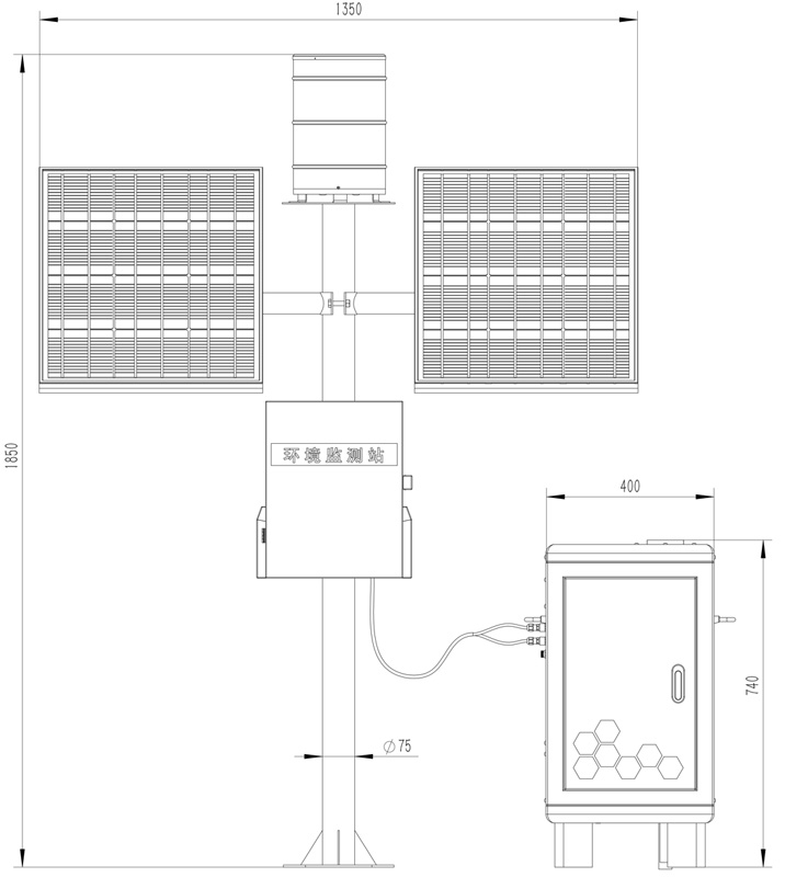Monitoreo de Sedimentos en Aguas de Escorrentía Tamaño del producto y diagrama de funcionamiento
