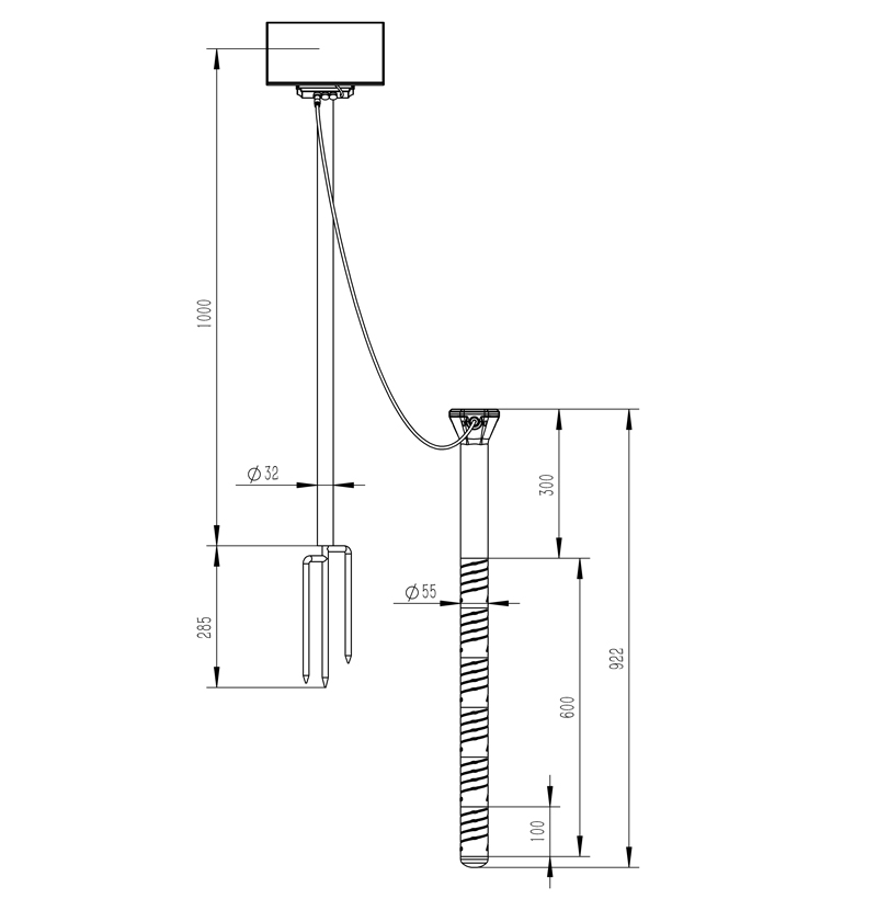 Sistema automático de monitoreo del suelo Dibujo dimensional