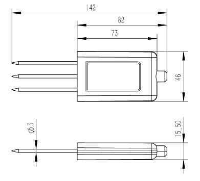 Sensor de salinidad del suelo Dimensiones del producto