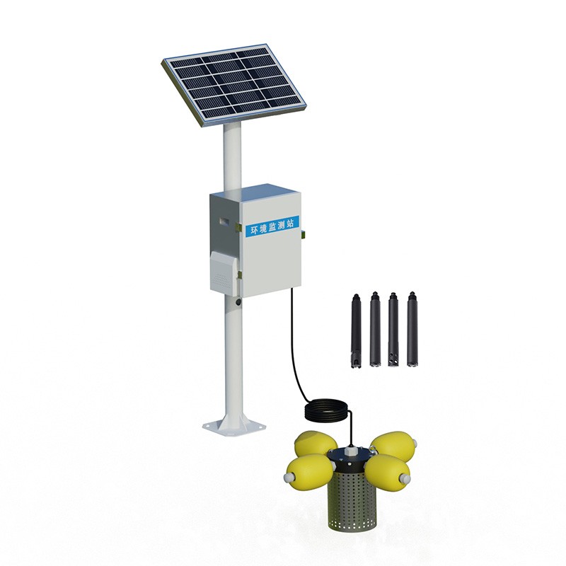 Pole-mounted water quality monitoring stations utilize multi-parameter sensors for intelligent water quality management